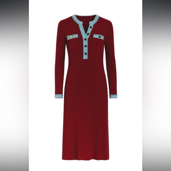 made in Italy Dresses & Skirts - Burgundy Dress with Blue Accents